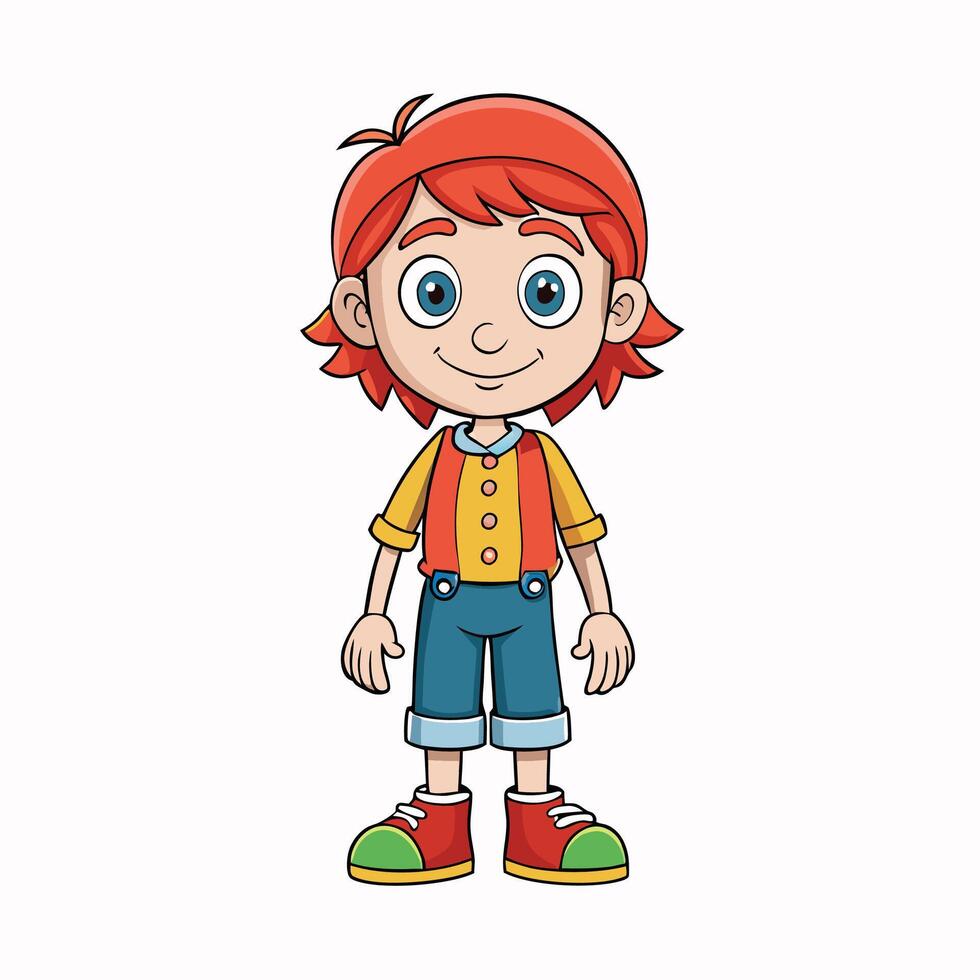 cartoon boy with red hair standing vector