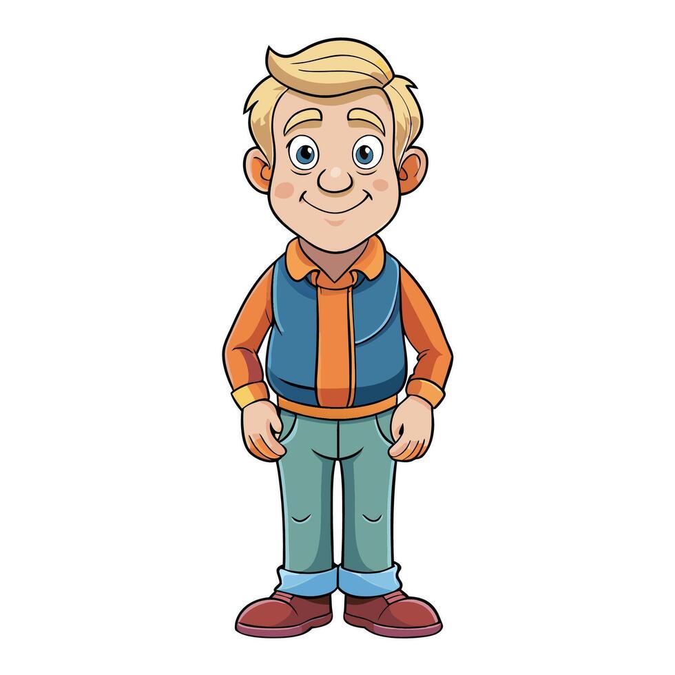 cartoon boy in vest and jeans standing vector