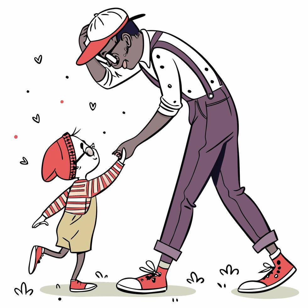 an illustration of a man and a child vector