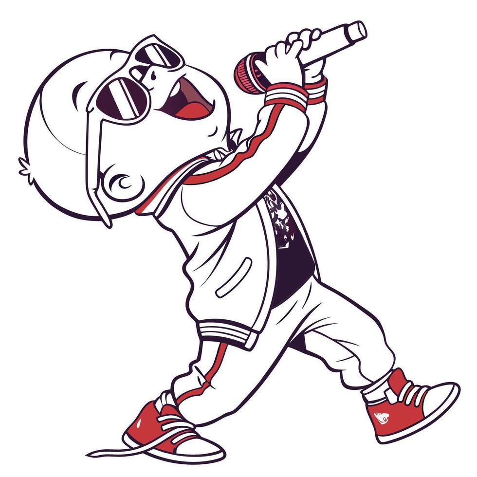a cartoon boy in sunglasses singing into a microphone vector