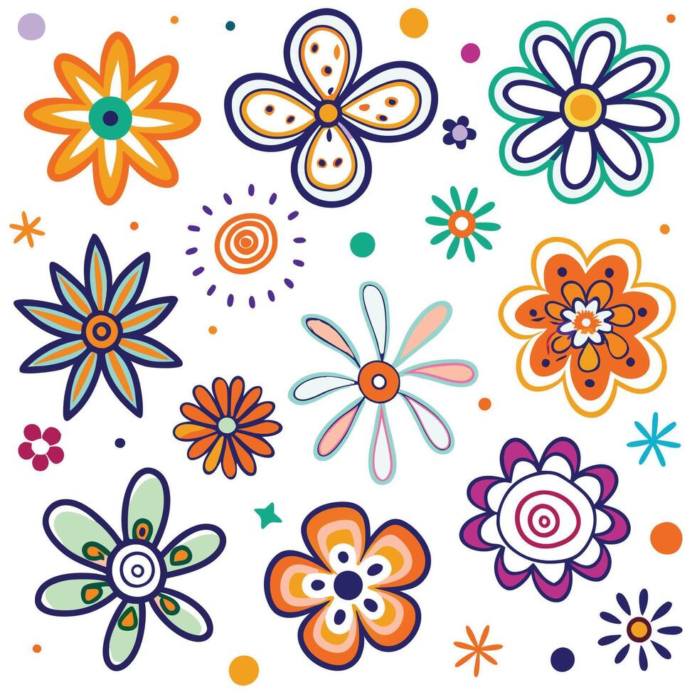 colorful flowers on a white background vector