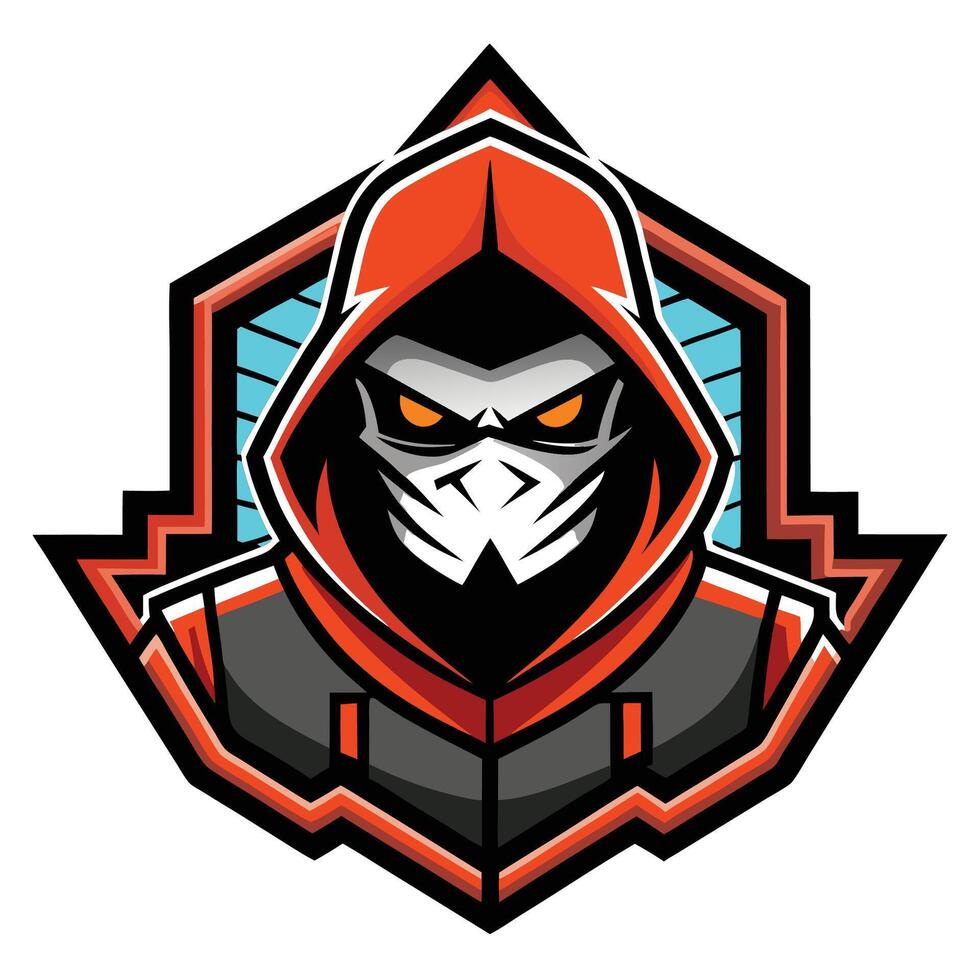 a red hooded man with an evil face vector