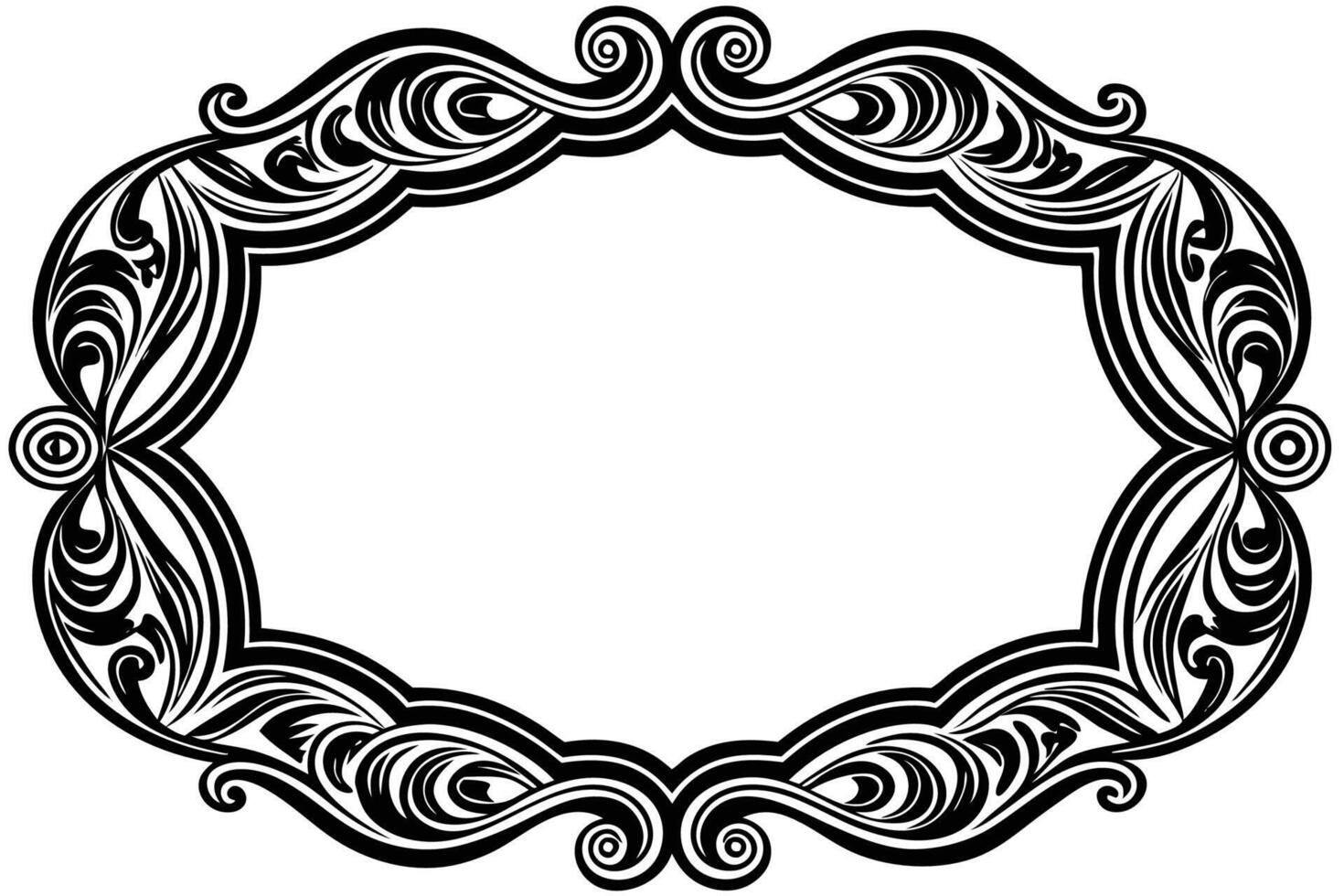 a black and white ornamental frame with swirls vector