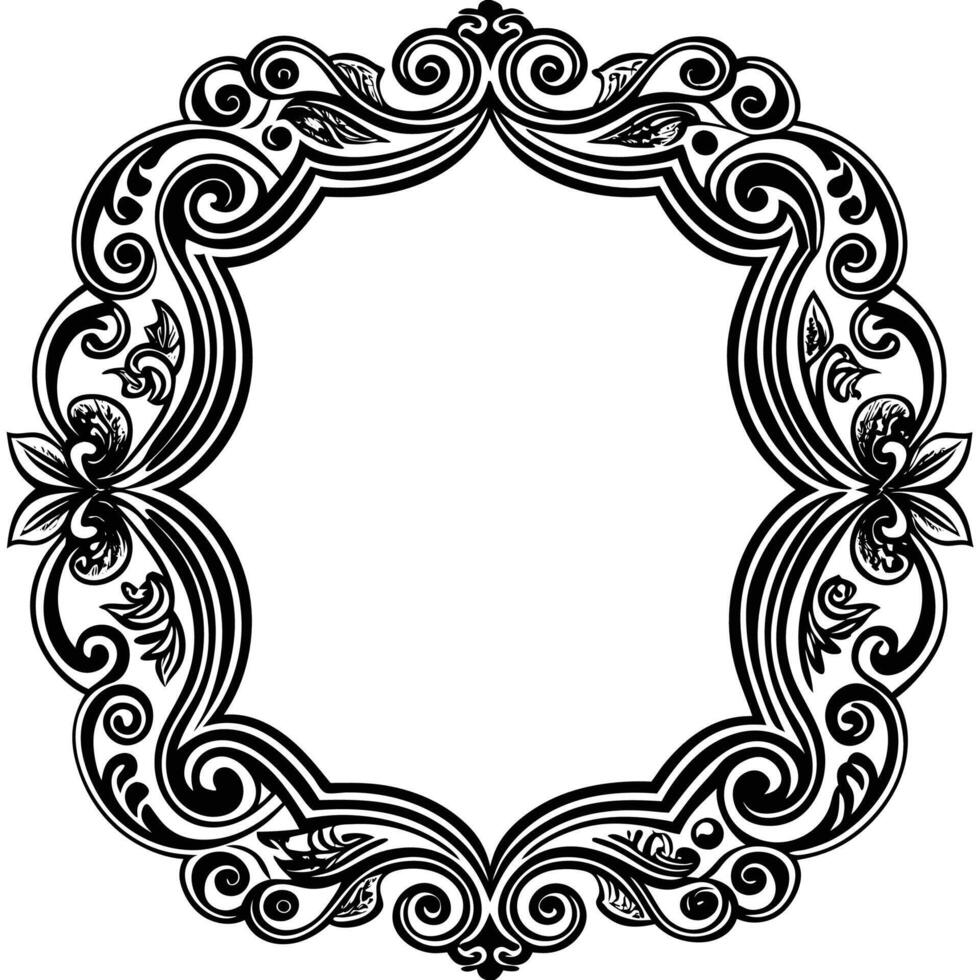 a black and white ornate frame with a floral design vector