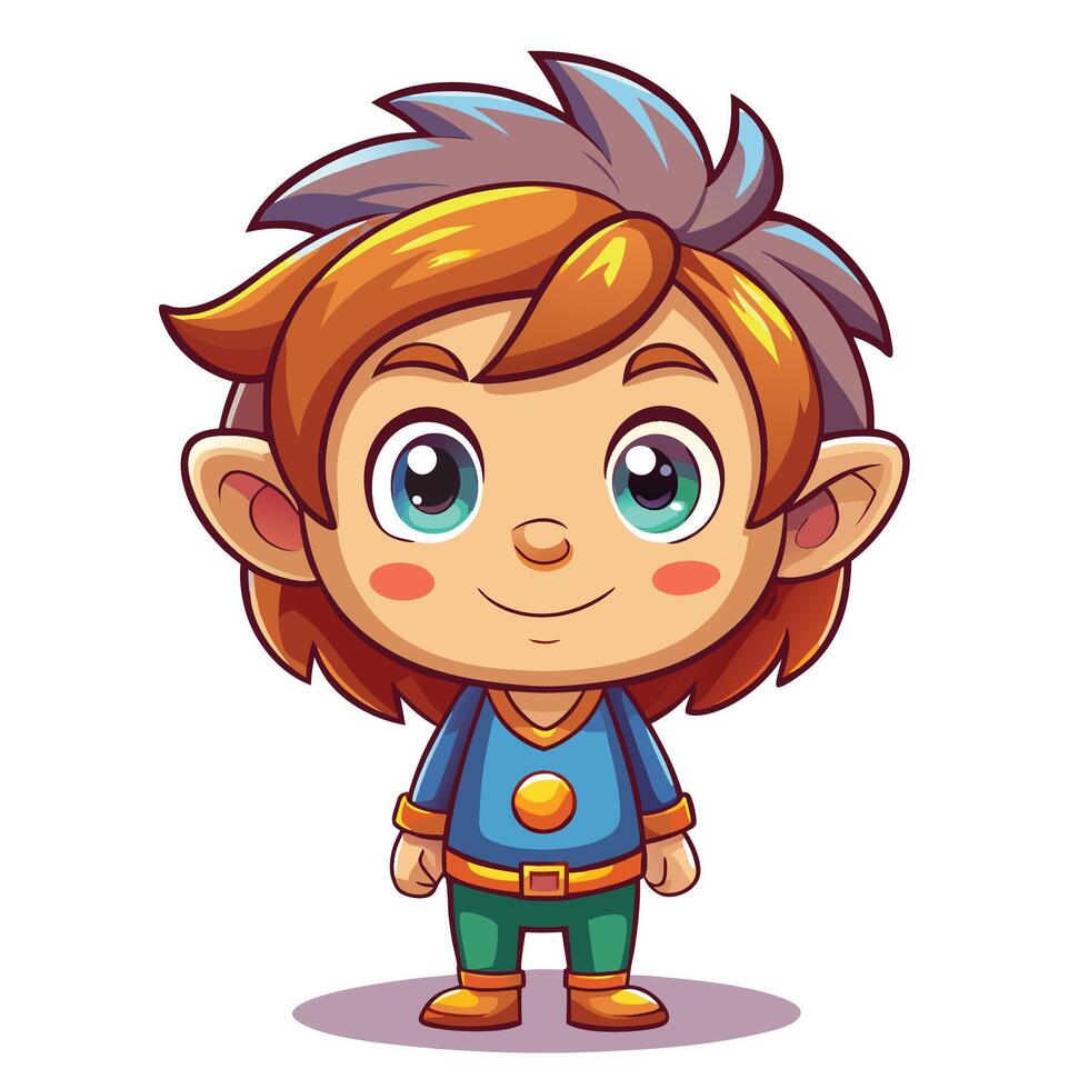 cartoon elf character with blue eyes and red hair vector