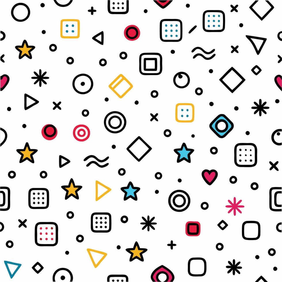 seamless pattern with geometric shapes and stars vector