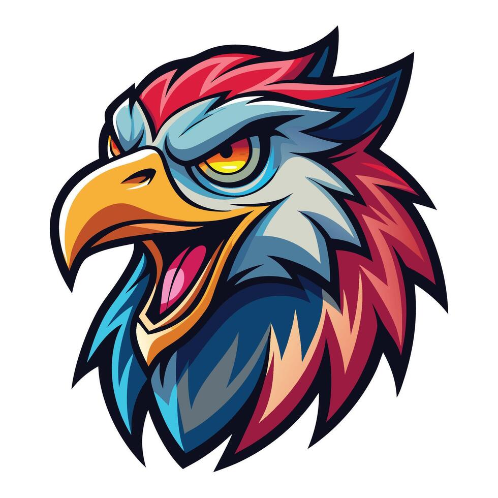 an eagle head with a red, blue and yellow beak vector