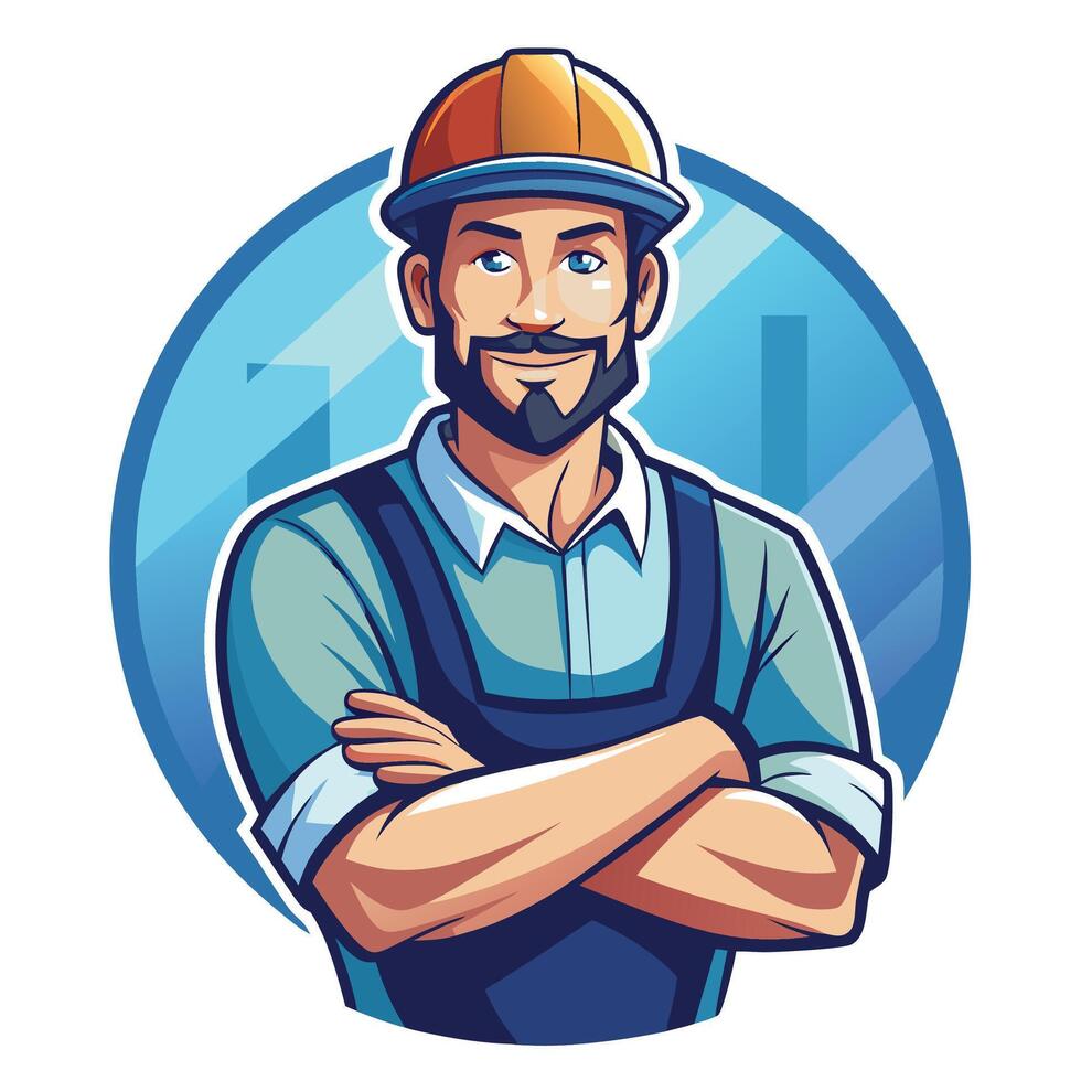 a man in a hard hat and overalls vector