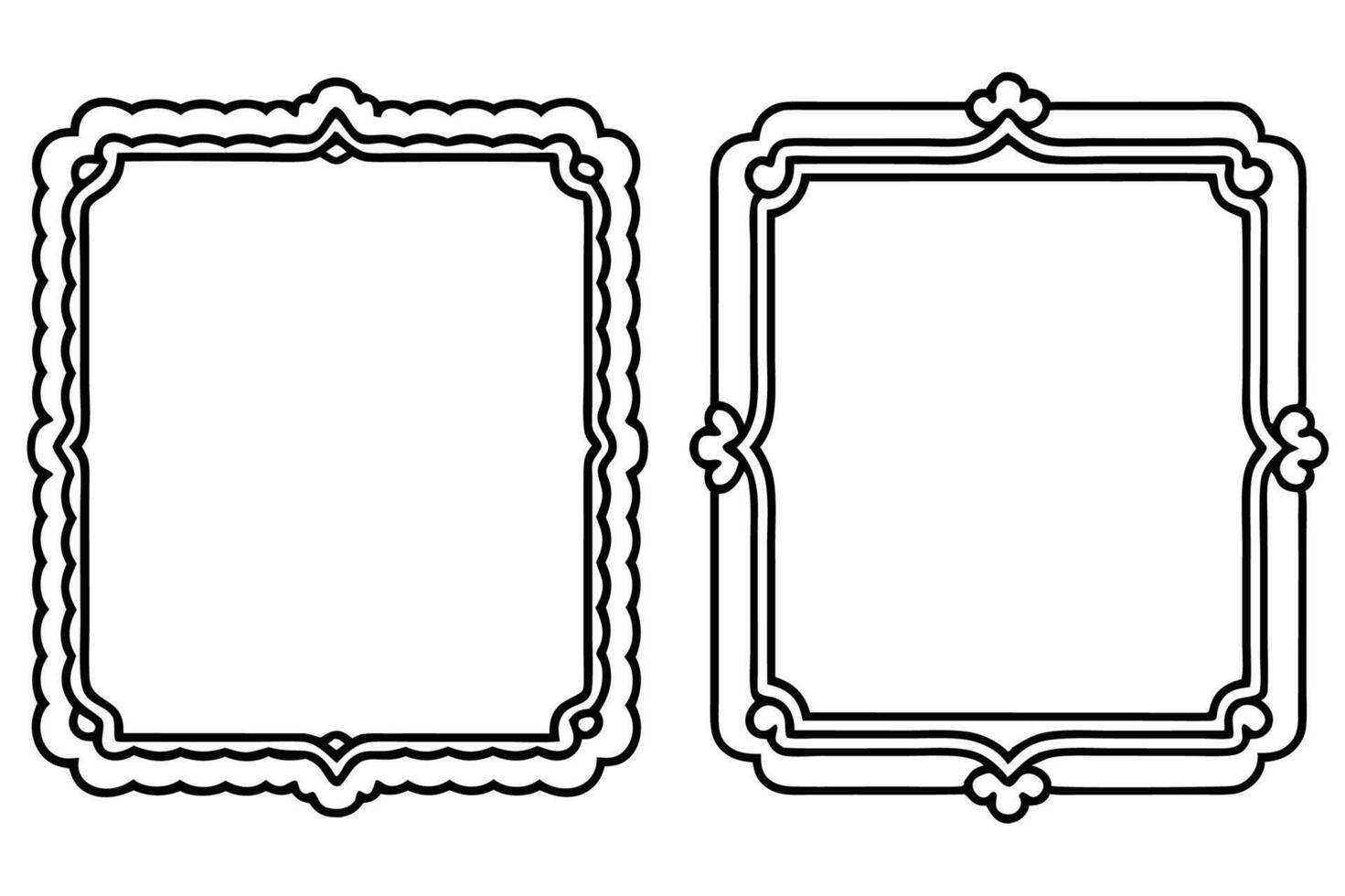 two black and white frames with ornate designs vector