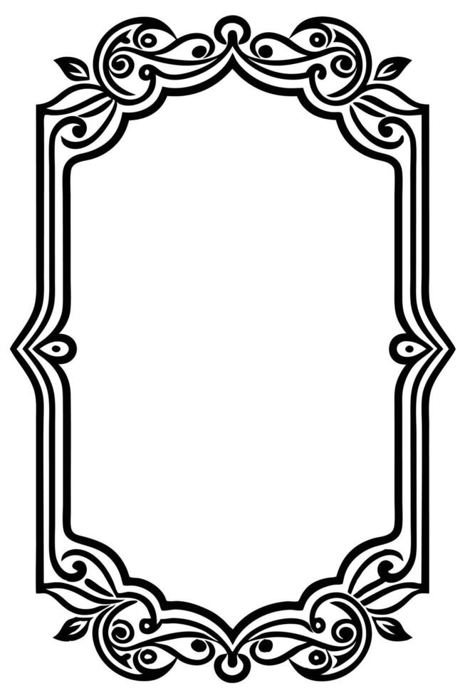 a black and white ornate frame with a white background vector