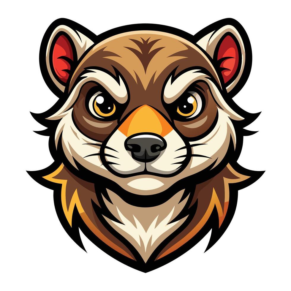 mascot head of a ferret, a wild animal, on a white background vector