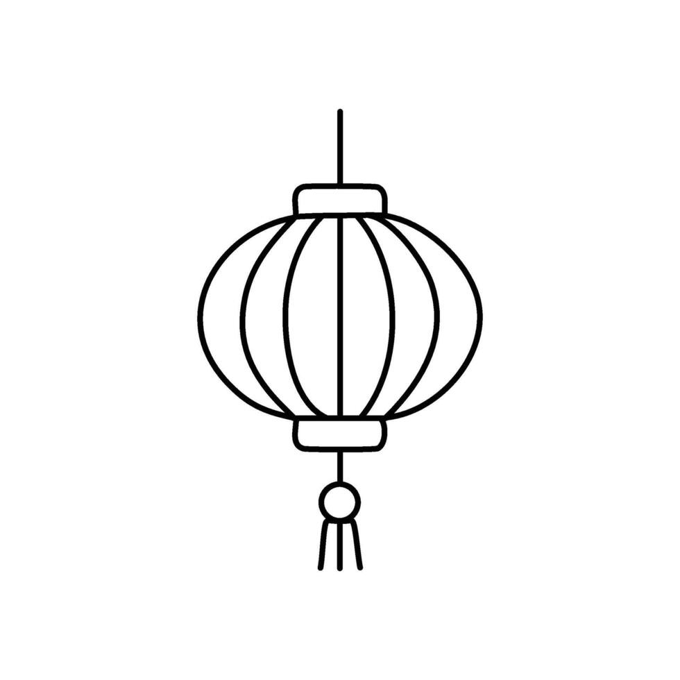 Editable stroke line art icon of Chinese Lunar New Year red lanterns with gold tassels. Clean and minimalist, ideal for greeting cards, social media, posters, and websites. vector