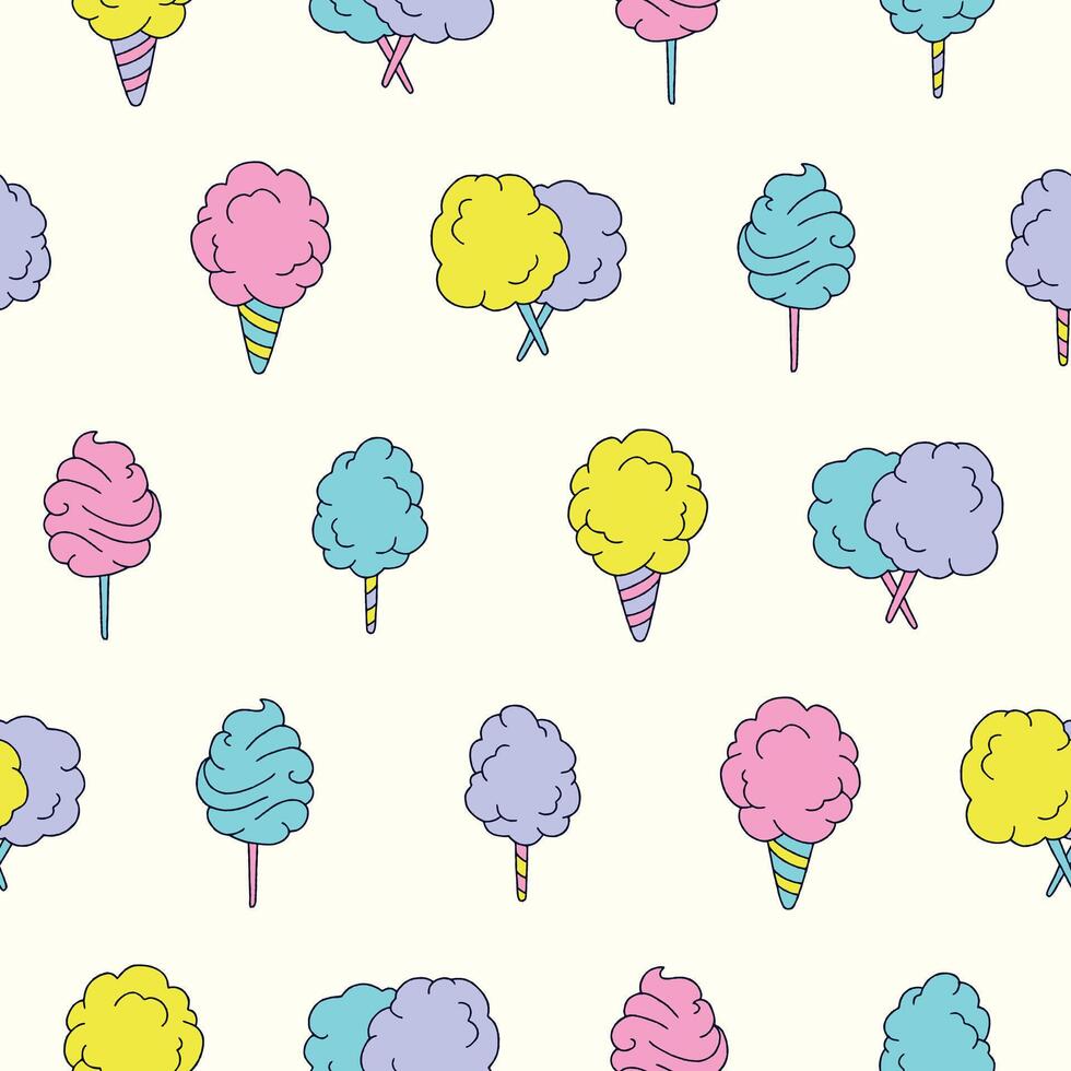 Collection of Cotton Candy Seamless Pattern illustration for Print, Wallpaper, Decoration. vector