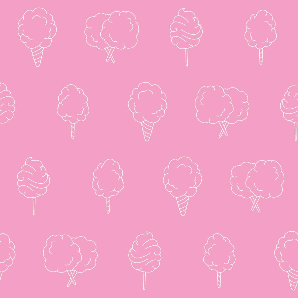 Outline Collection of Cotton Candy Seamless Pattern illustration for Print, Wallpaper, Decoration. vector