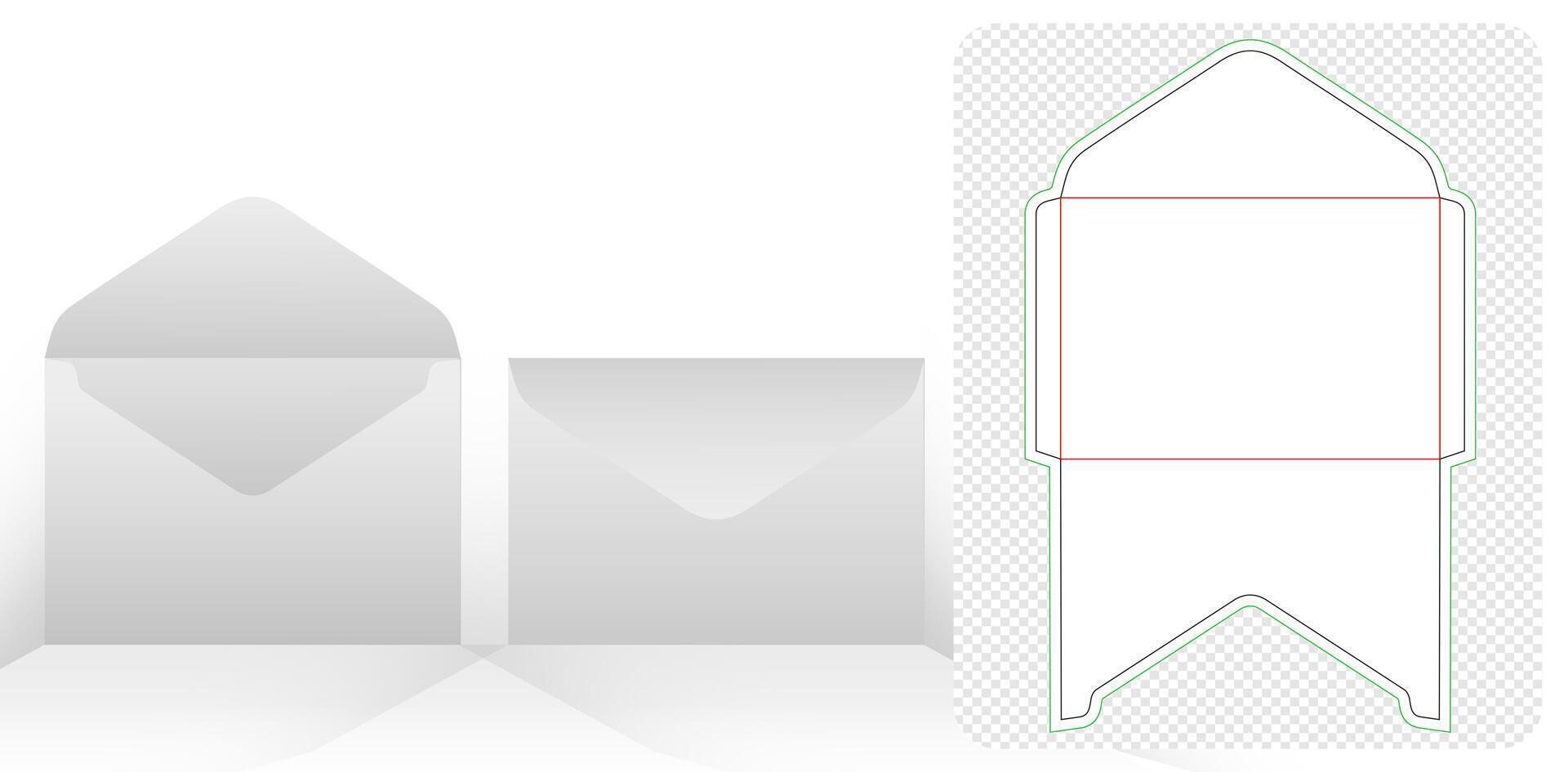 die cut envelope templates isolated background for your message, packaging branding, products compartments unique designs, minimalist conceptual holder, wedding invitation envelopes, container die cut vector