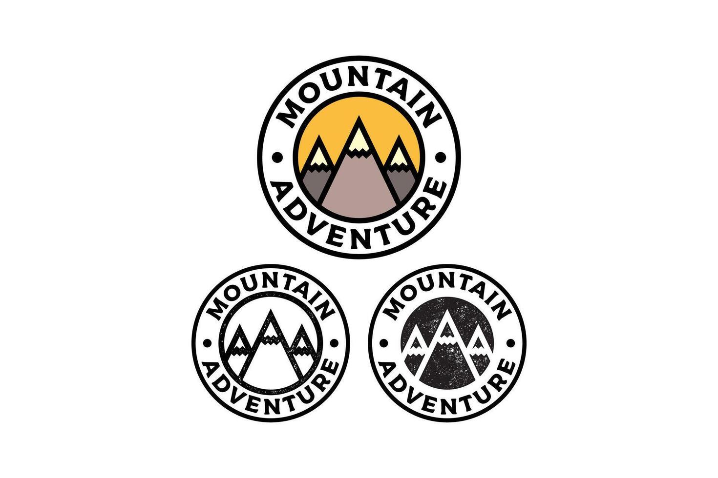 mountain ridges circle badge illustration template graphic design collection with colorful, filled and line art style for adventure and outdoors merchandise and other uses. vector