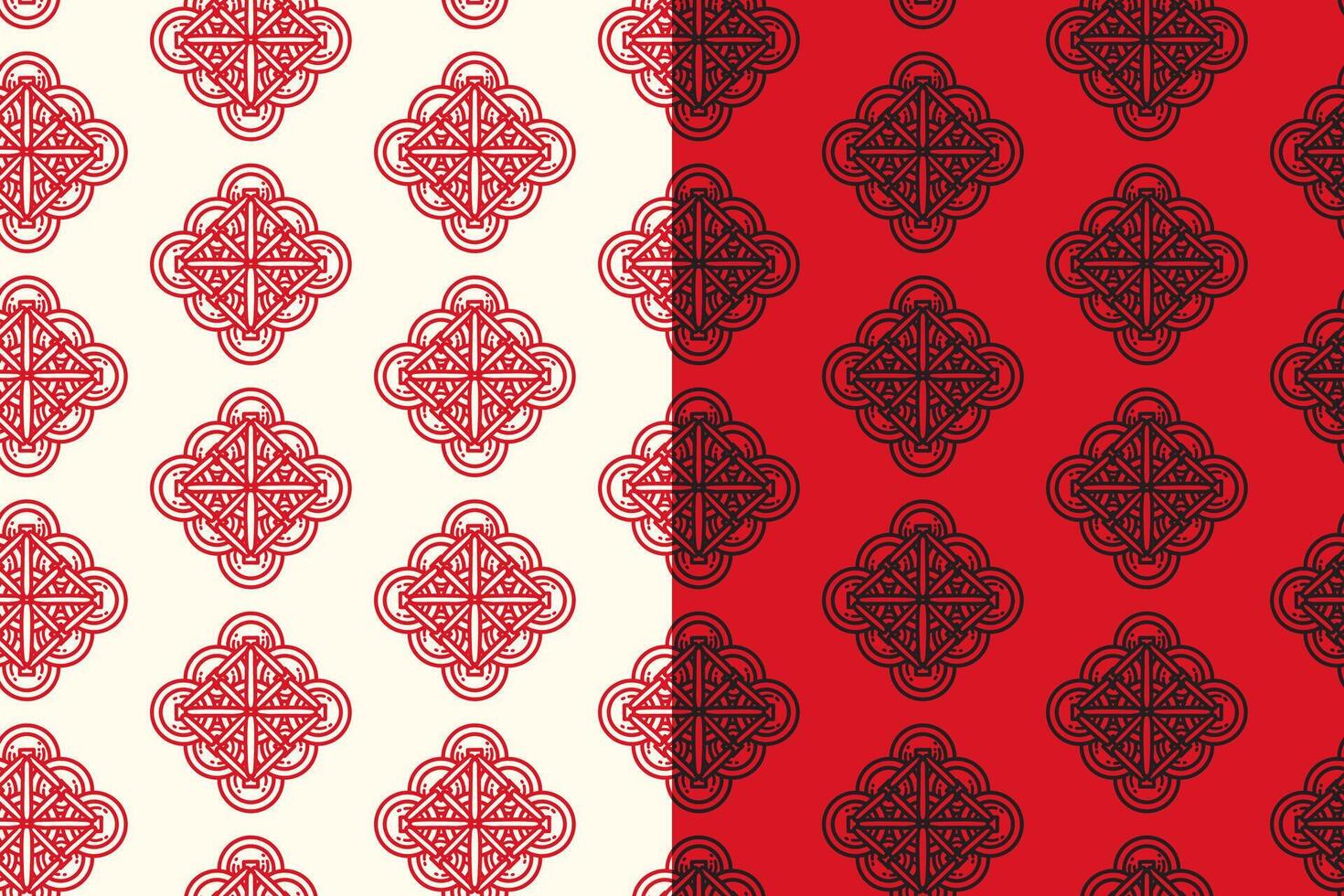 diamond shaped lucky coin amulet seamless pattern background set for packaging. doodle chinese coins background. retro hanging asian coin wallpaper. pattern background with chinese lucky coins. vector