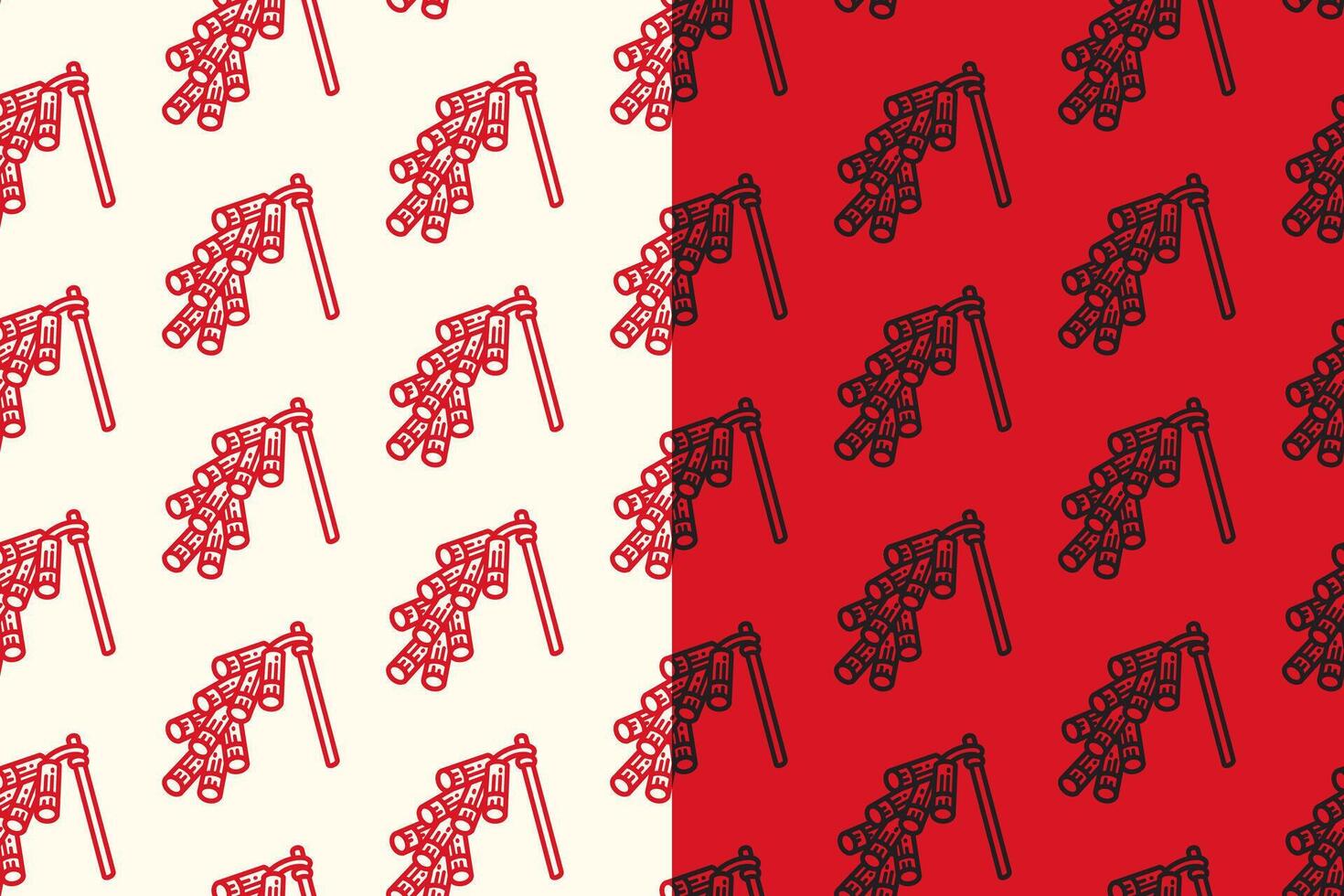 chinese firecrackers hanging seamless pattern on red background set for packaging. retro chinese fireworks background. engraving asian fireworks wallpaper. pattern background with chinese firecracker. vector