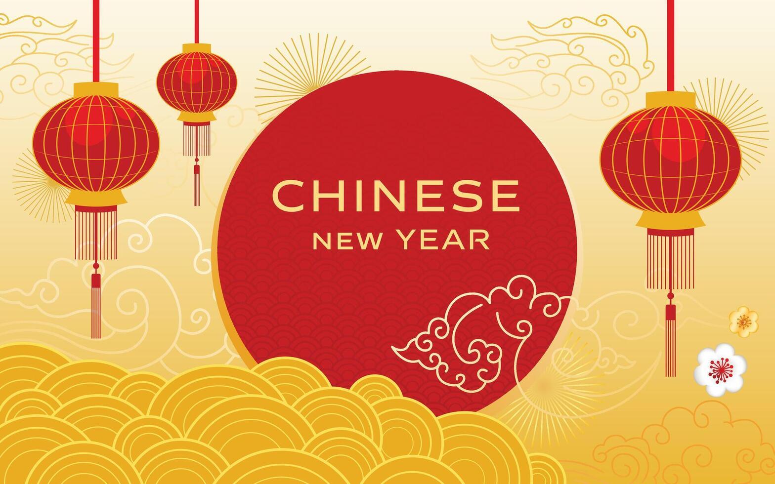 Chinese New Year Celebration Ornament Background With Lanterns for Banner, Card, Poster, Cover, and Social Media Post vector