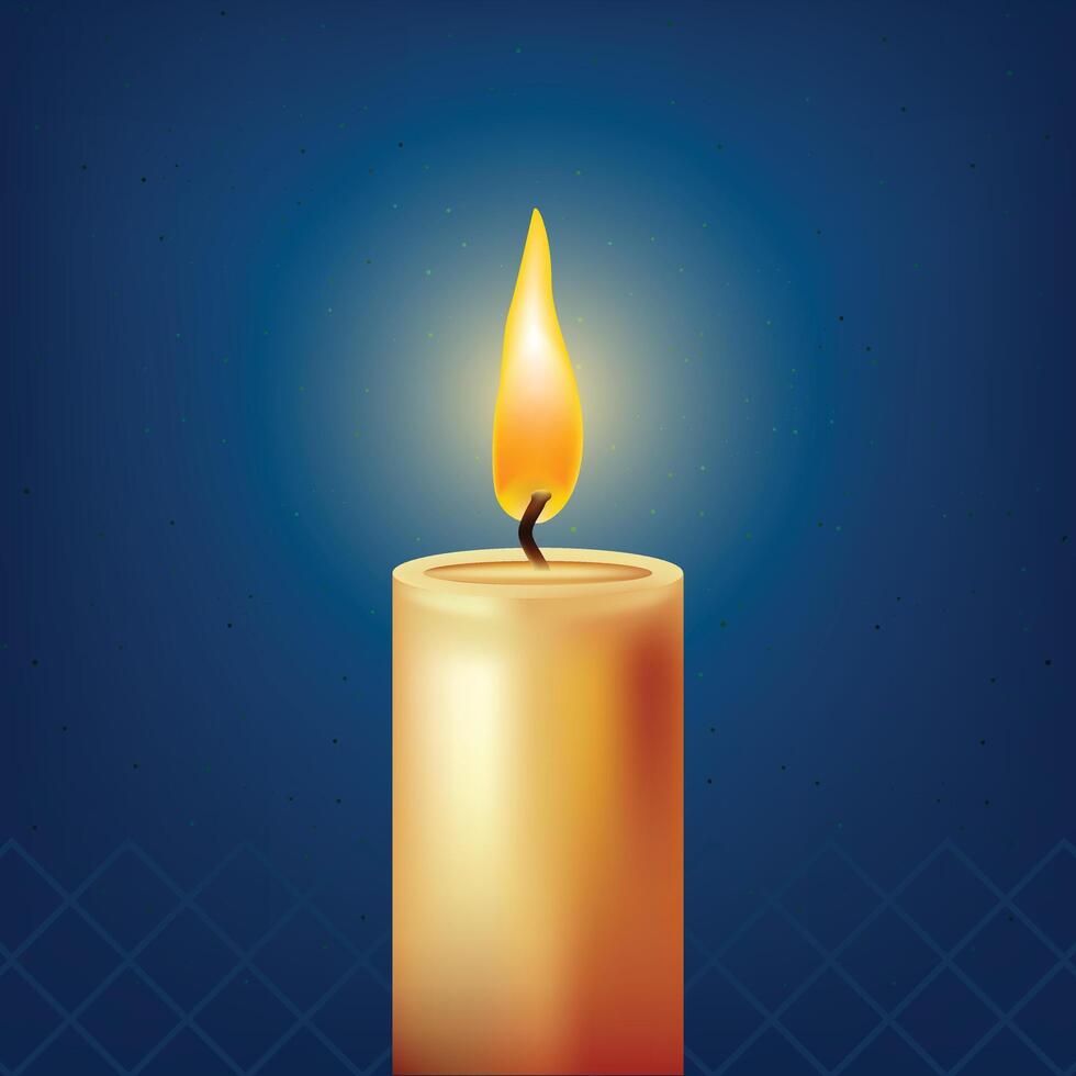 Illustration of a Flickering Candle On Blue Background Suitable for International Holocaust Remembrance. World Candle Day vector