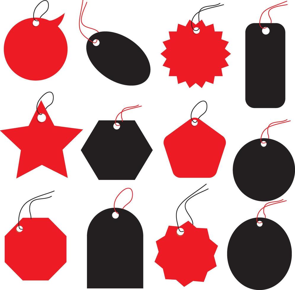 set of high detail red Price Tags vector