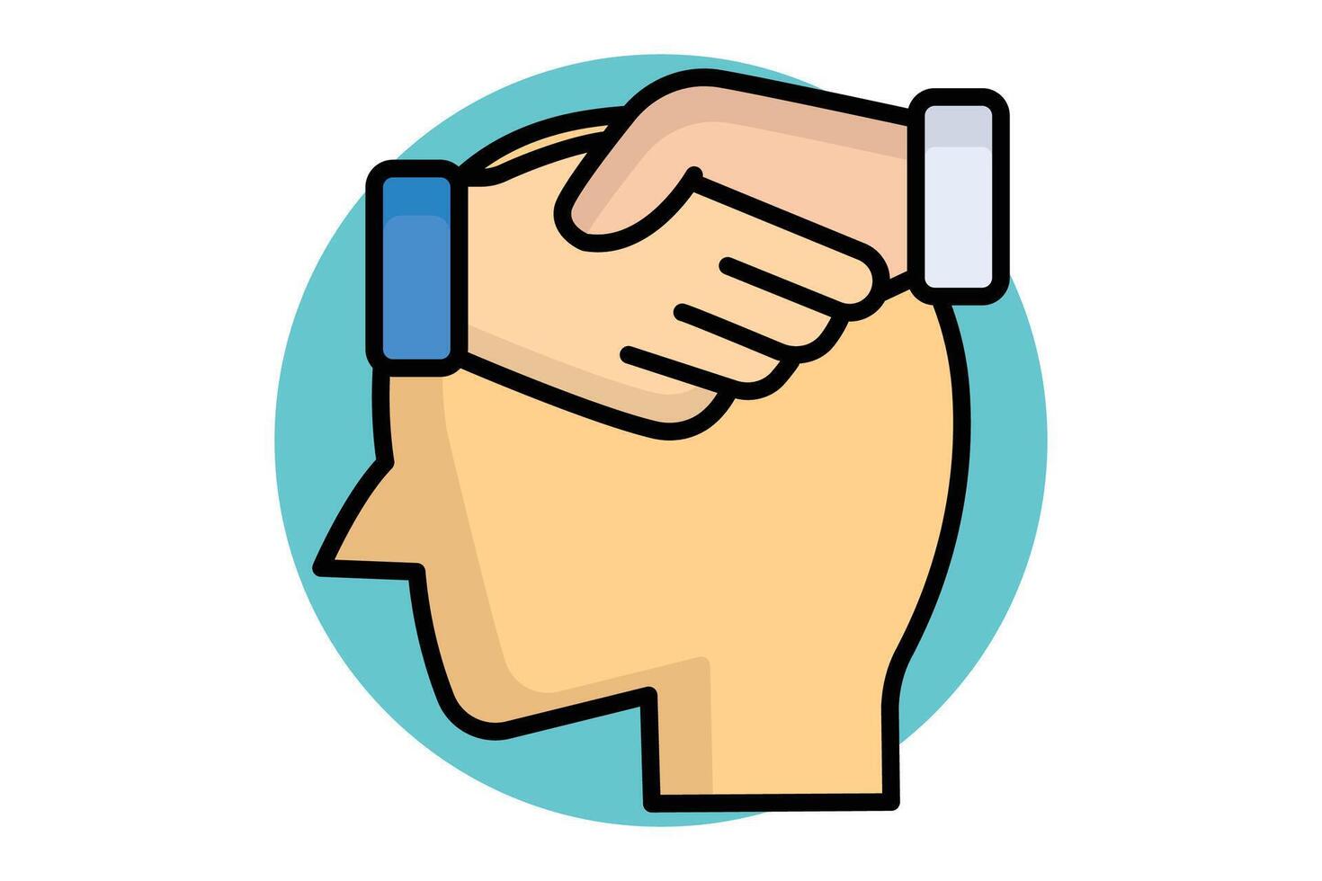 Empathy icon. colored outline icon style. head with handshake. icon related to charity. donation elements illustration vector