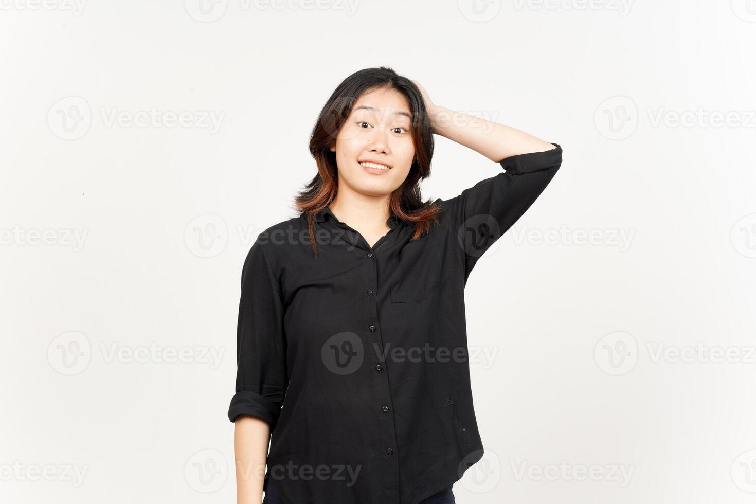 Confused gesture of Beautiful Asian Woman Isolated On White Background photo