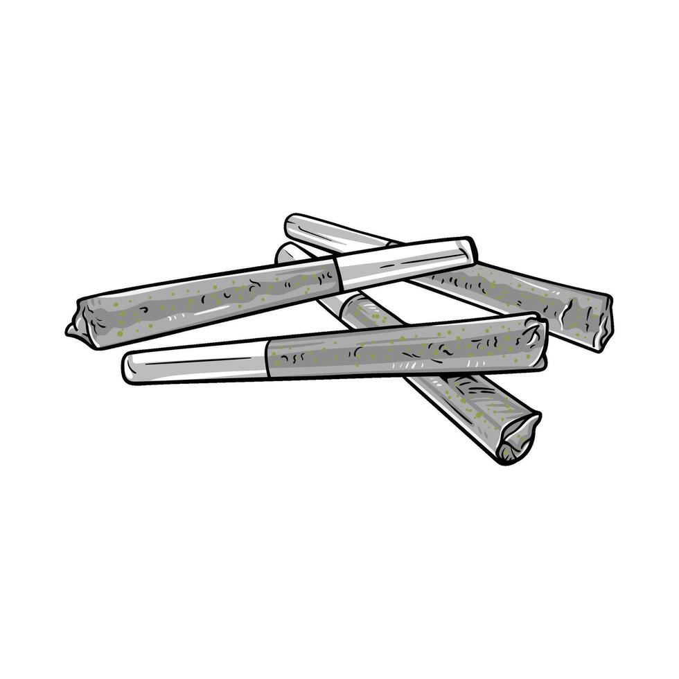 Detailed Drawing of Four Cannabis Joints vector