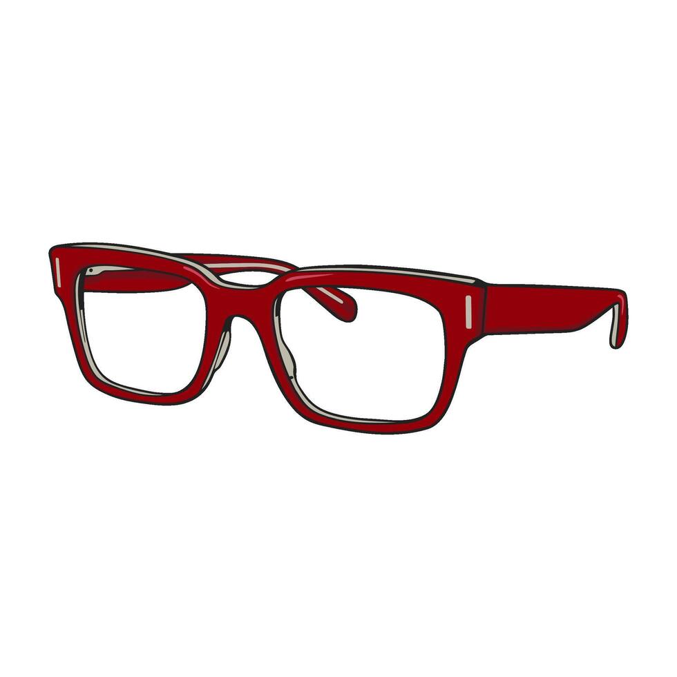 Stylish Red Framed Eyeglasses on White Background vector