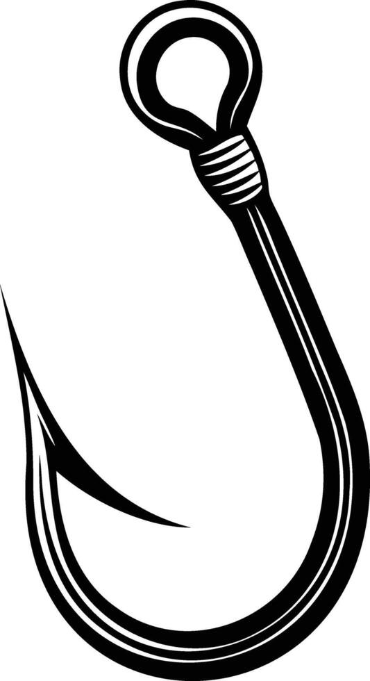 Sharp Fishing Hook Silhouette Symbol of Precision and Adventure vector