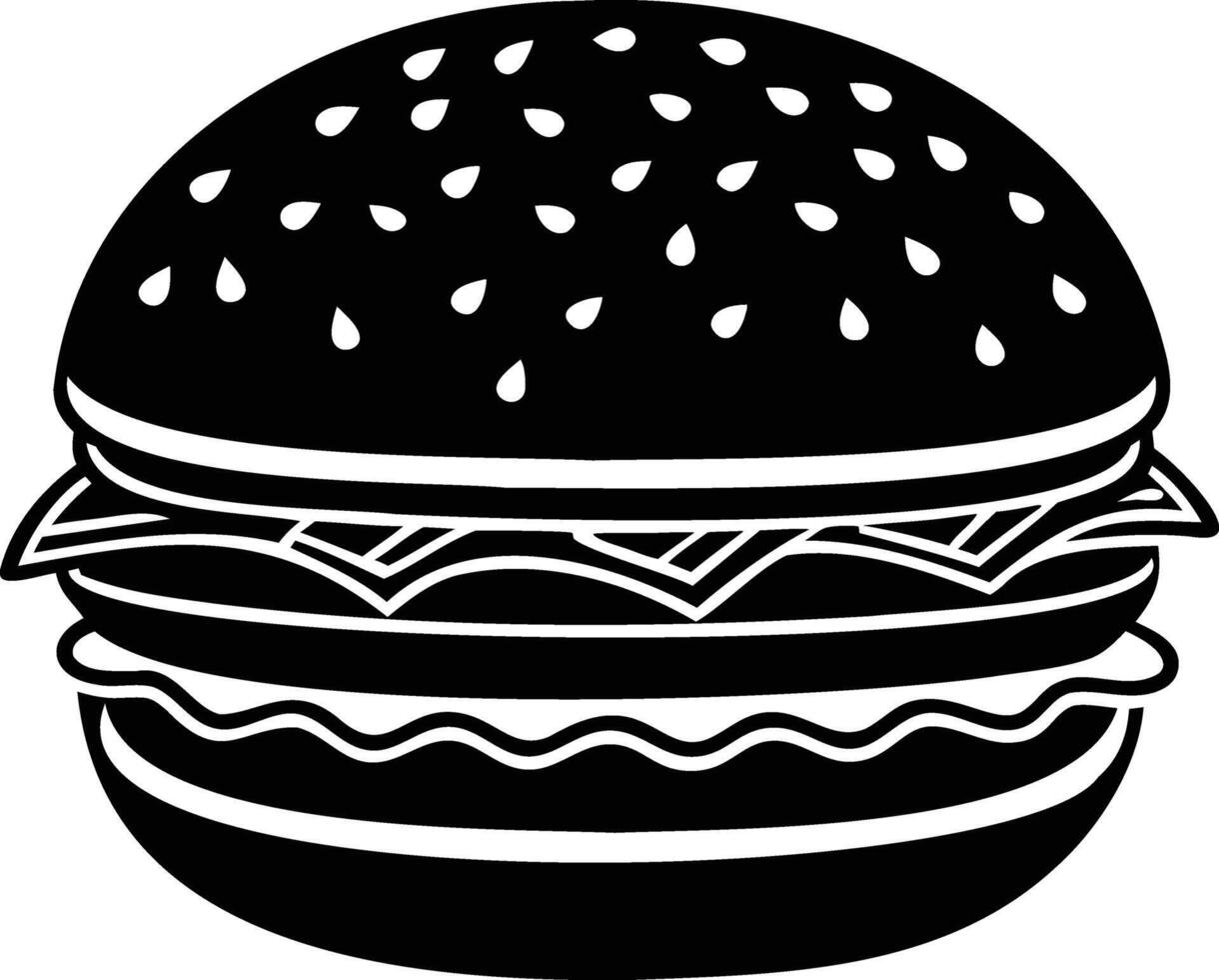 Delicious Burger Silhouette Icon of Fast Food and Tasty Cravings vector