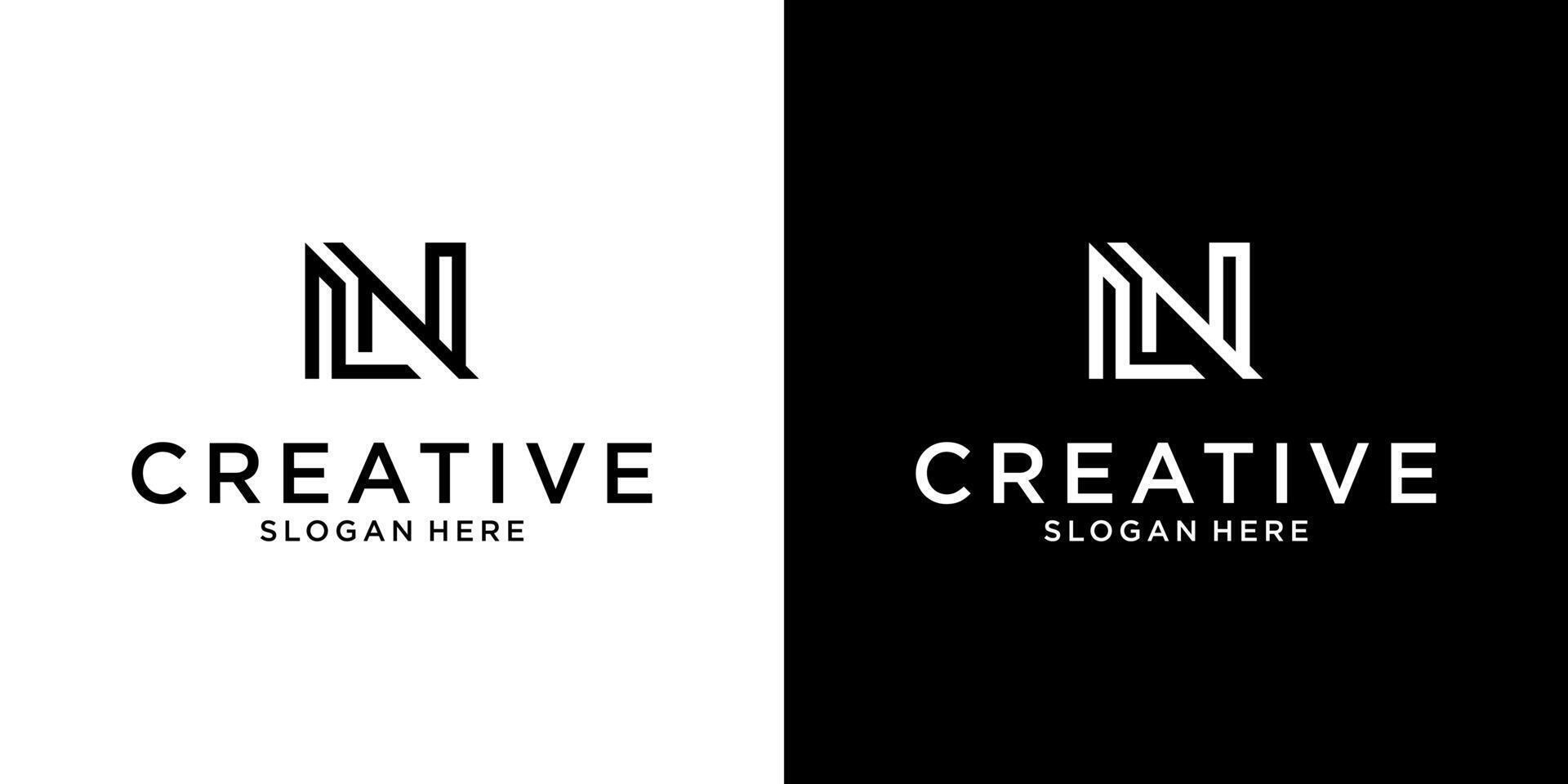 LN or NL initial letter logo design vector