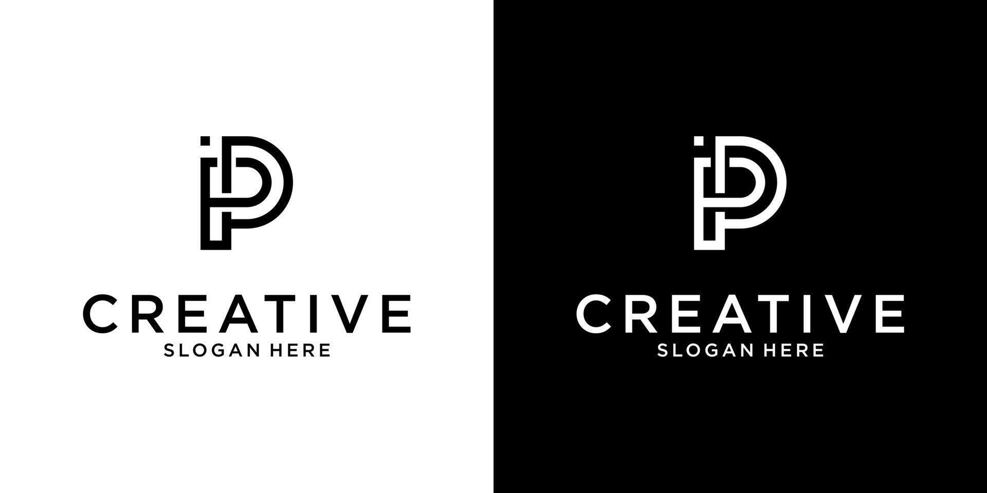 P or PP initial letter logo design vector