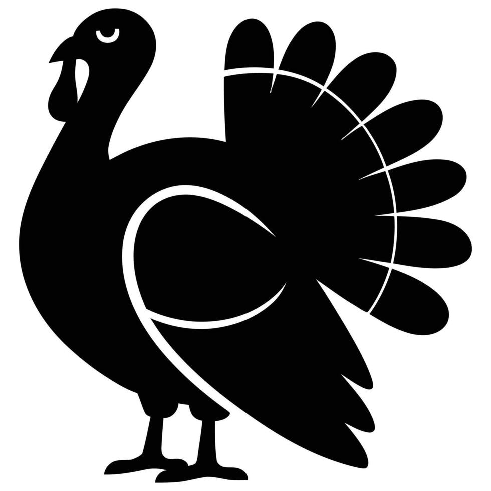 A black turkey silhouette on a white background vector