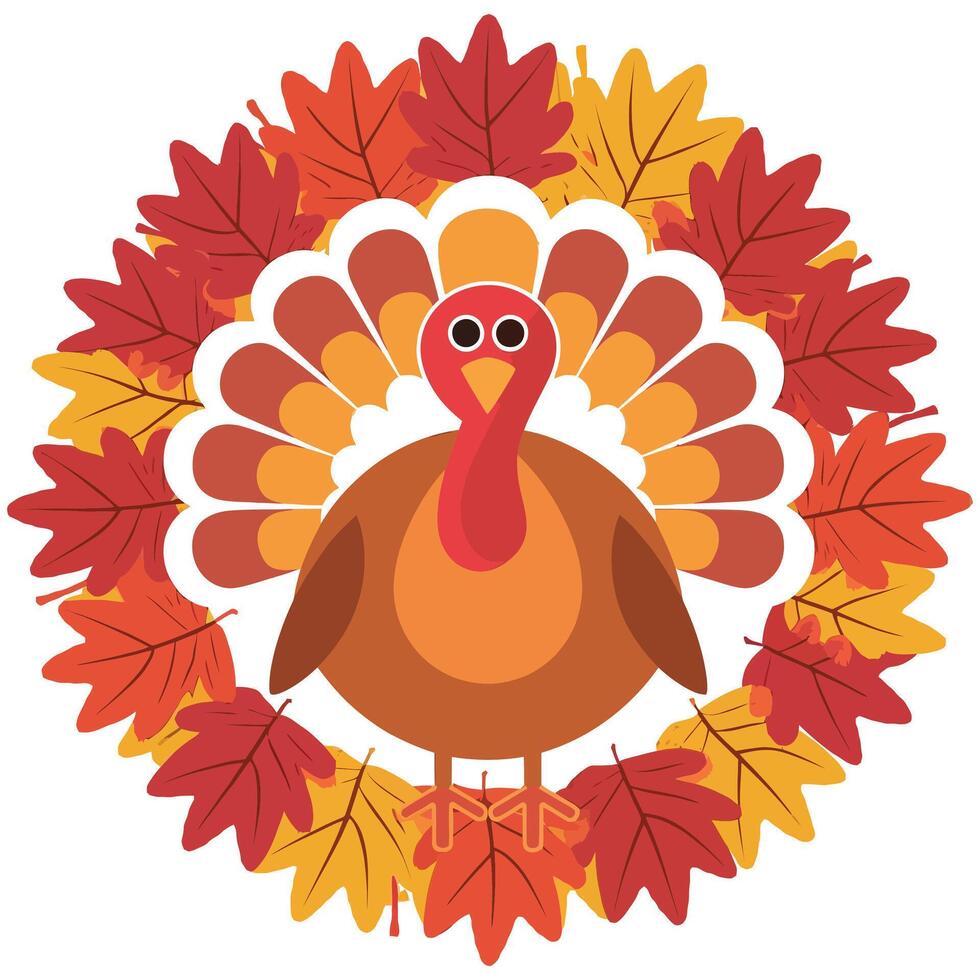 Festive Turkey Illustration with Autumn Vibes. vector