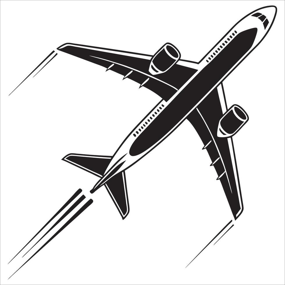 Minimalistic Airplane Clipart Silhouette. vector