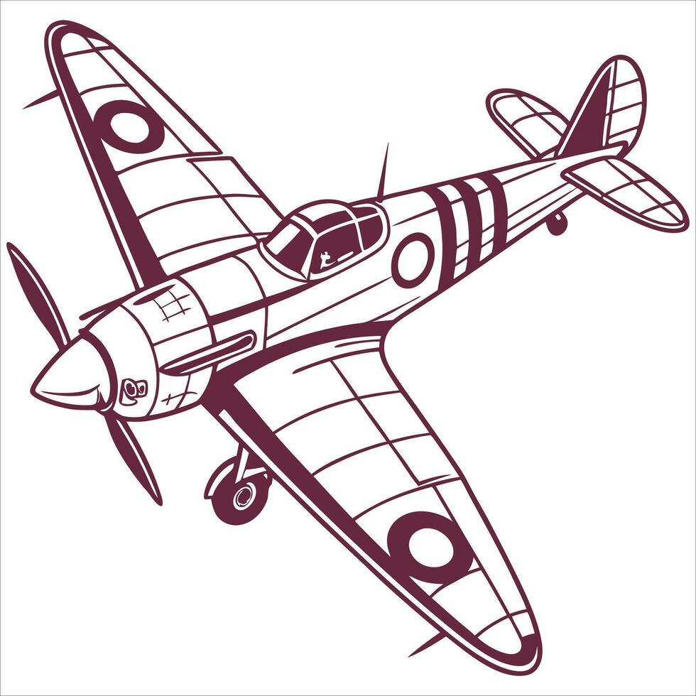 A drawing of a plane with a propeller vector