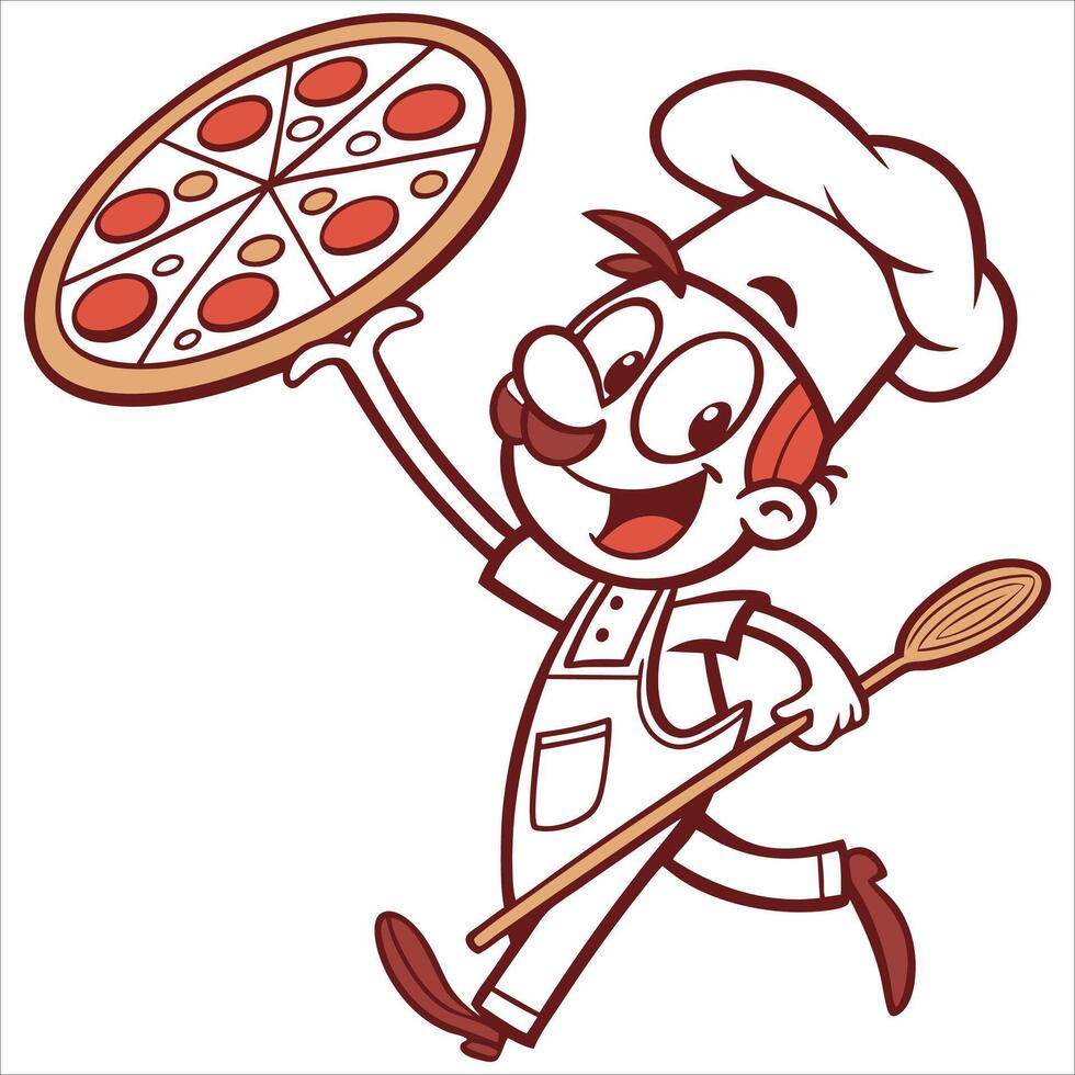Playful Pizza Chef Clipart Fun. vector