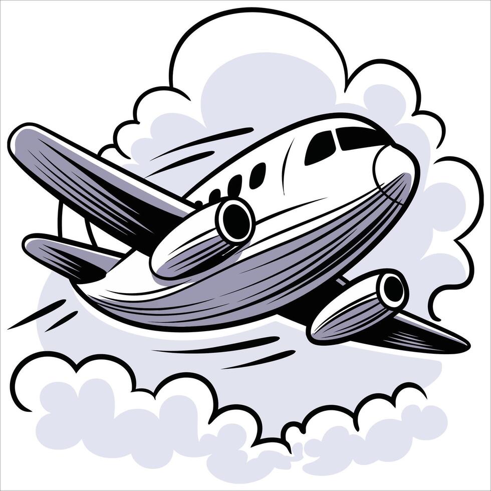 A cartoon airplane flying in the clouds vector