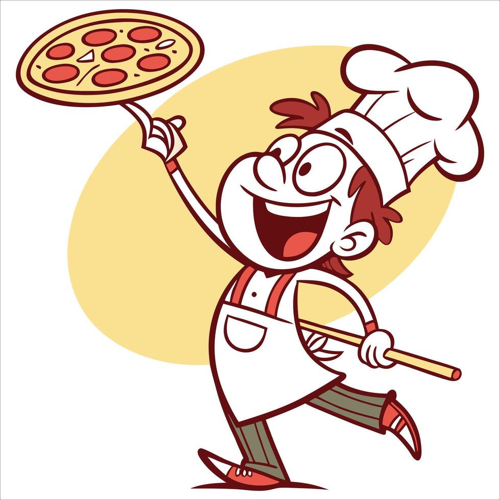 Pizza Chef Character Clipart Art. vector