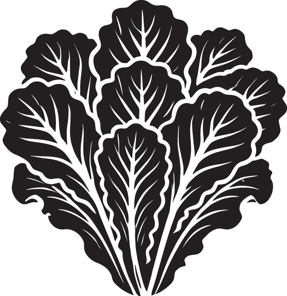 Textured lettuce leaf artwork on a blank white canvas vector