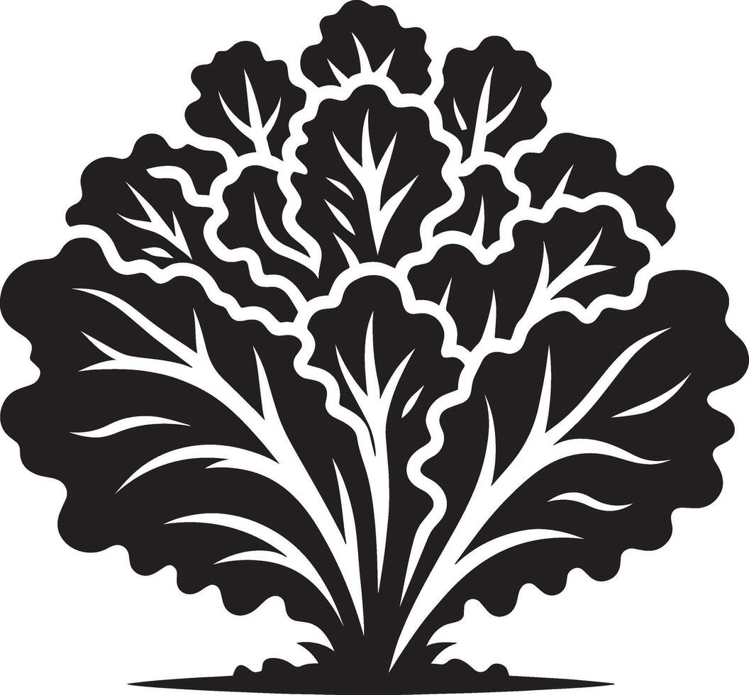 Classic lettuce leaf silhouette artwork on a plain white backdrop vector