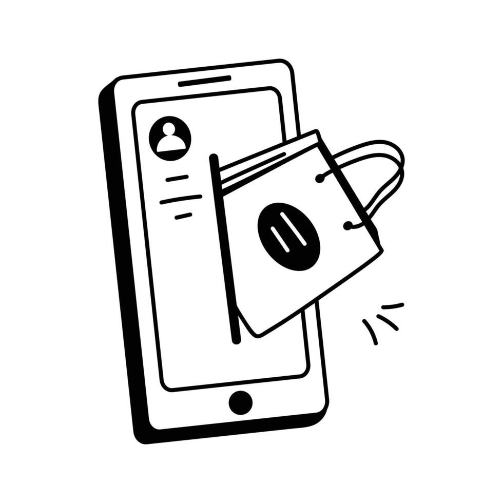 Illustrates a mobile shopping process or purchasing through apps vector