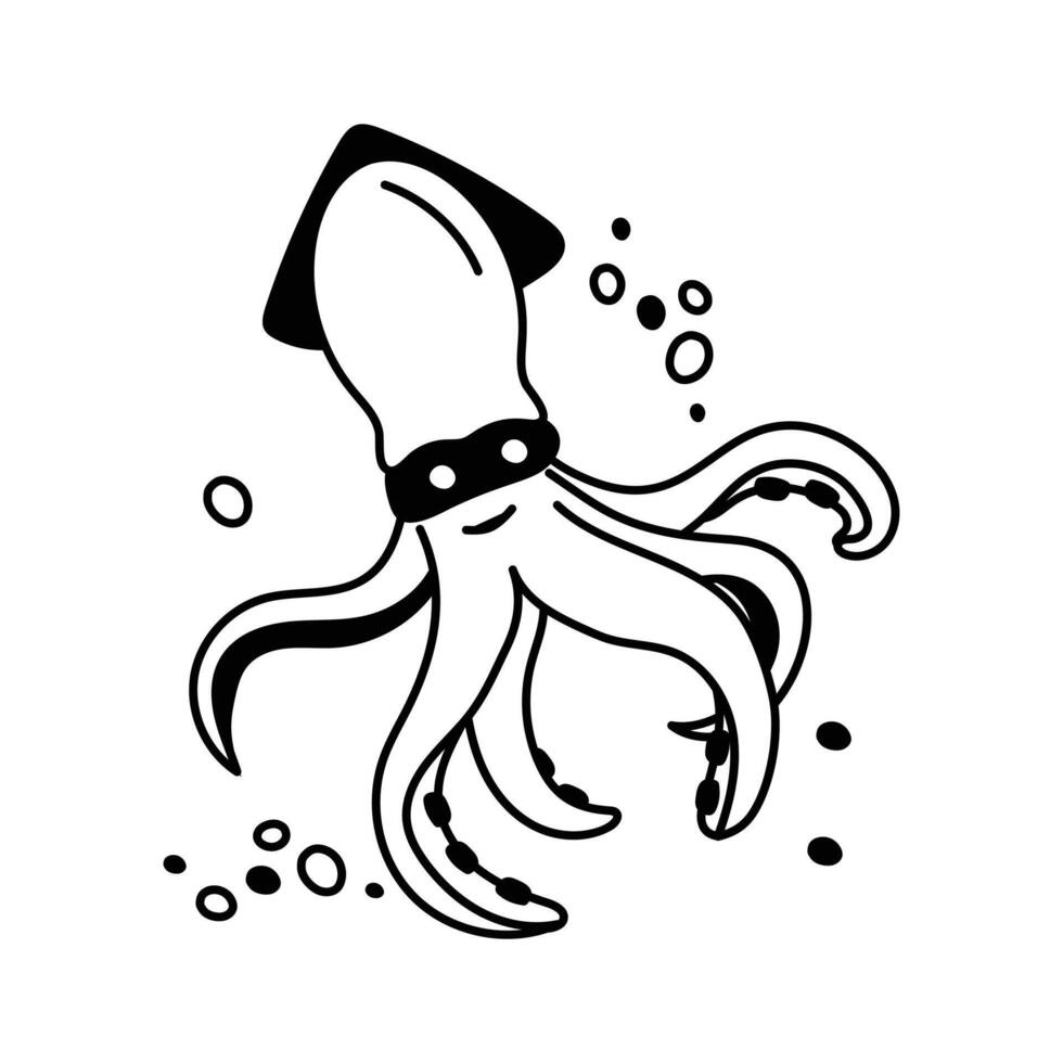 Elongated body cephalopod icon, modern design of squid vector