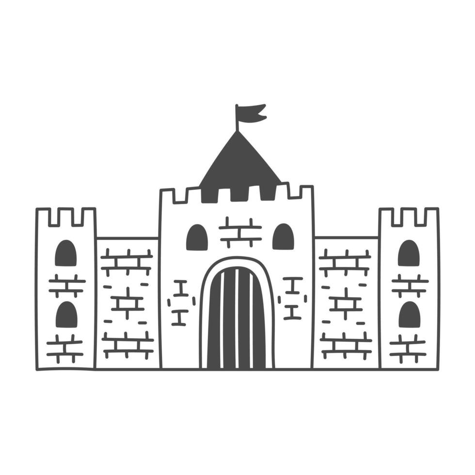 Medieval Castle Hand drawn illustration vector