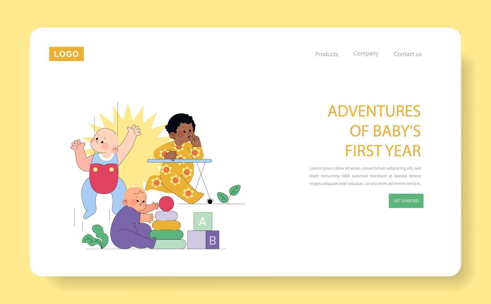 The First Year Of A babys Life. Flat Illustration vector