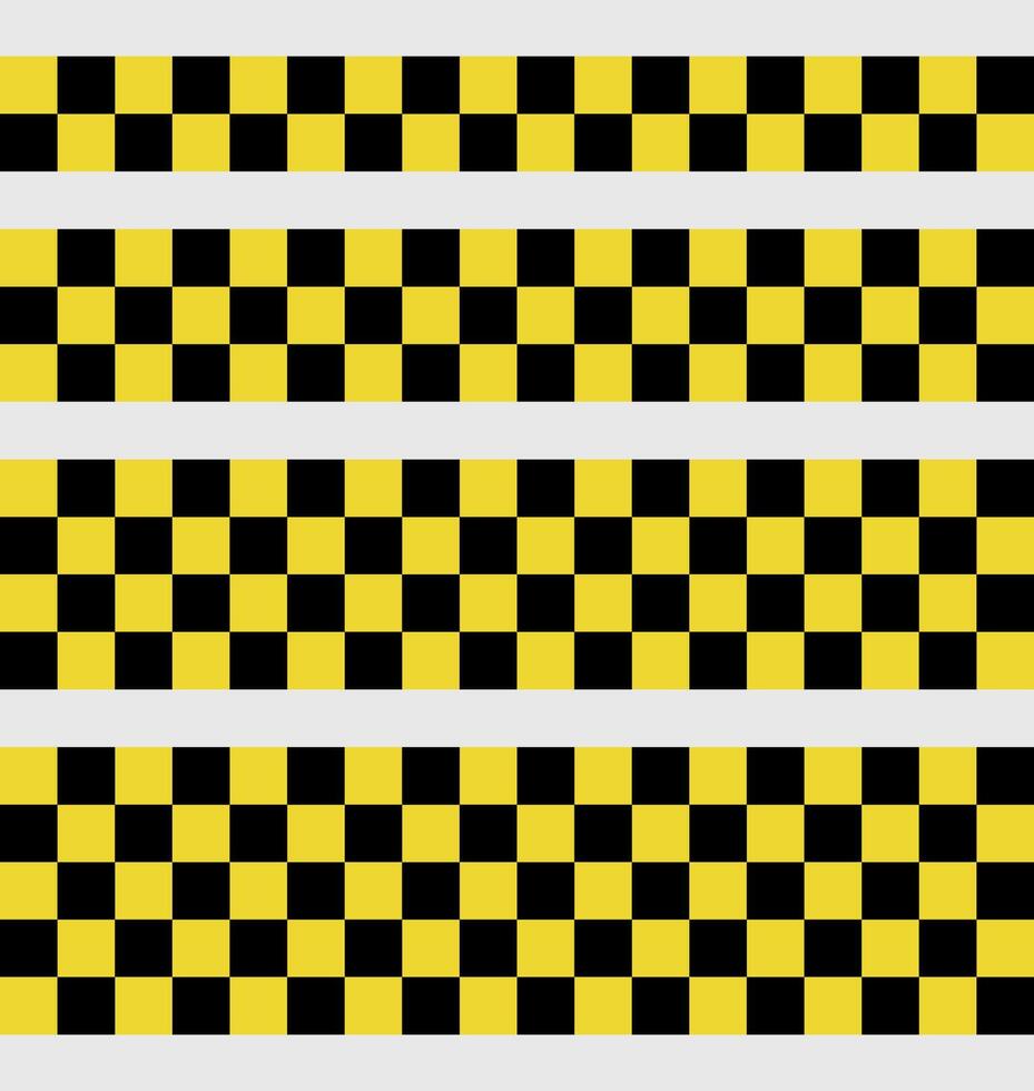 Yellow and Black Checkered Seamless Tapes. Seamless Decorative Borders for Creative Projects vector
