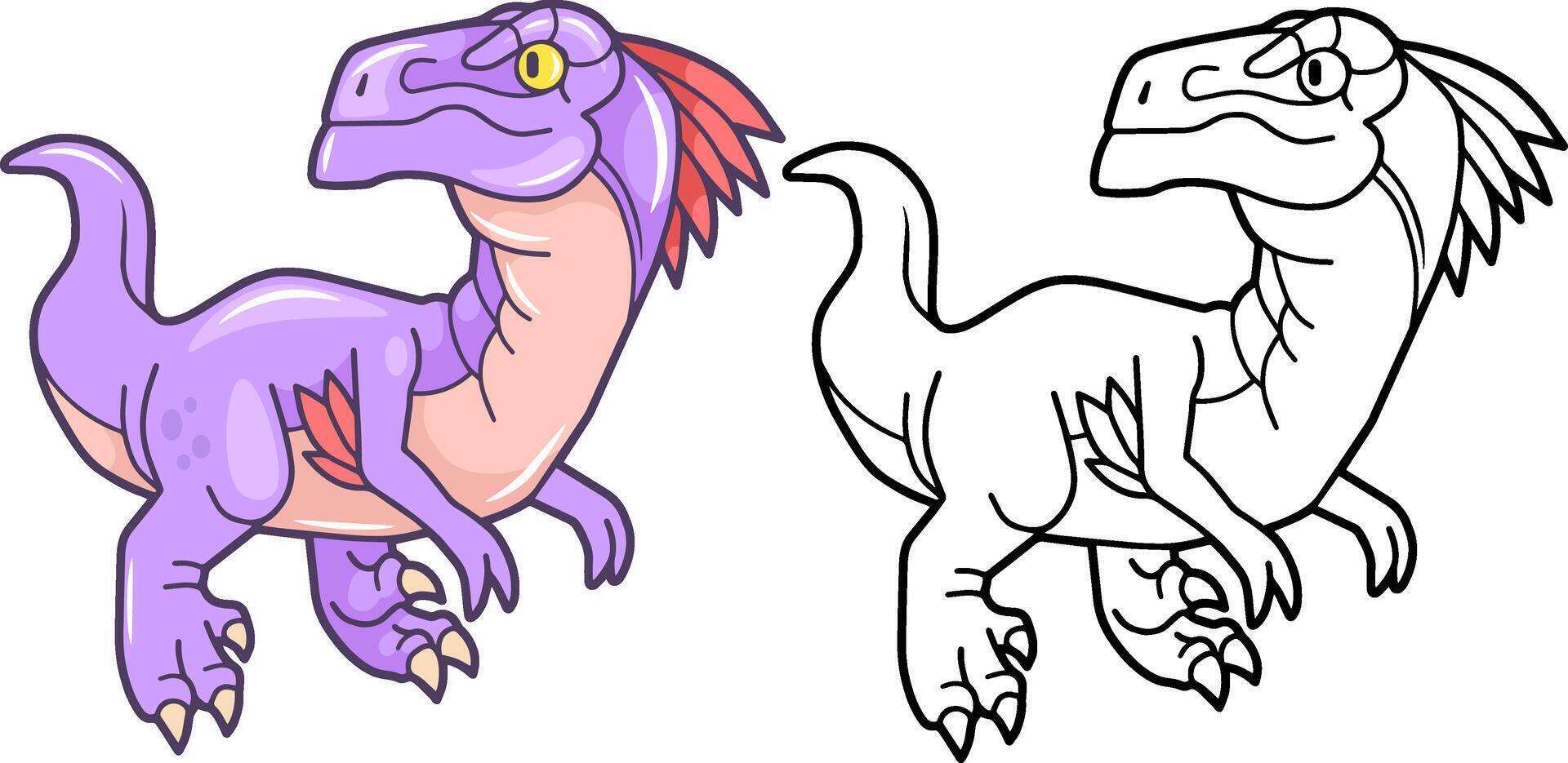 prehistoric dinosaur velociraptor, coloring book vector