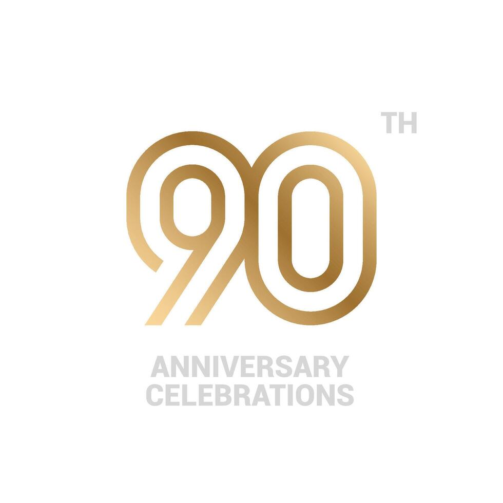 90 years anniversary logo design on white background for celebration event. 90th celebration emblem. vector