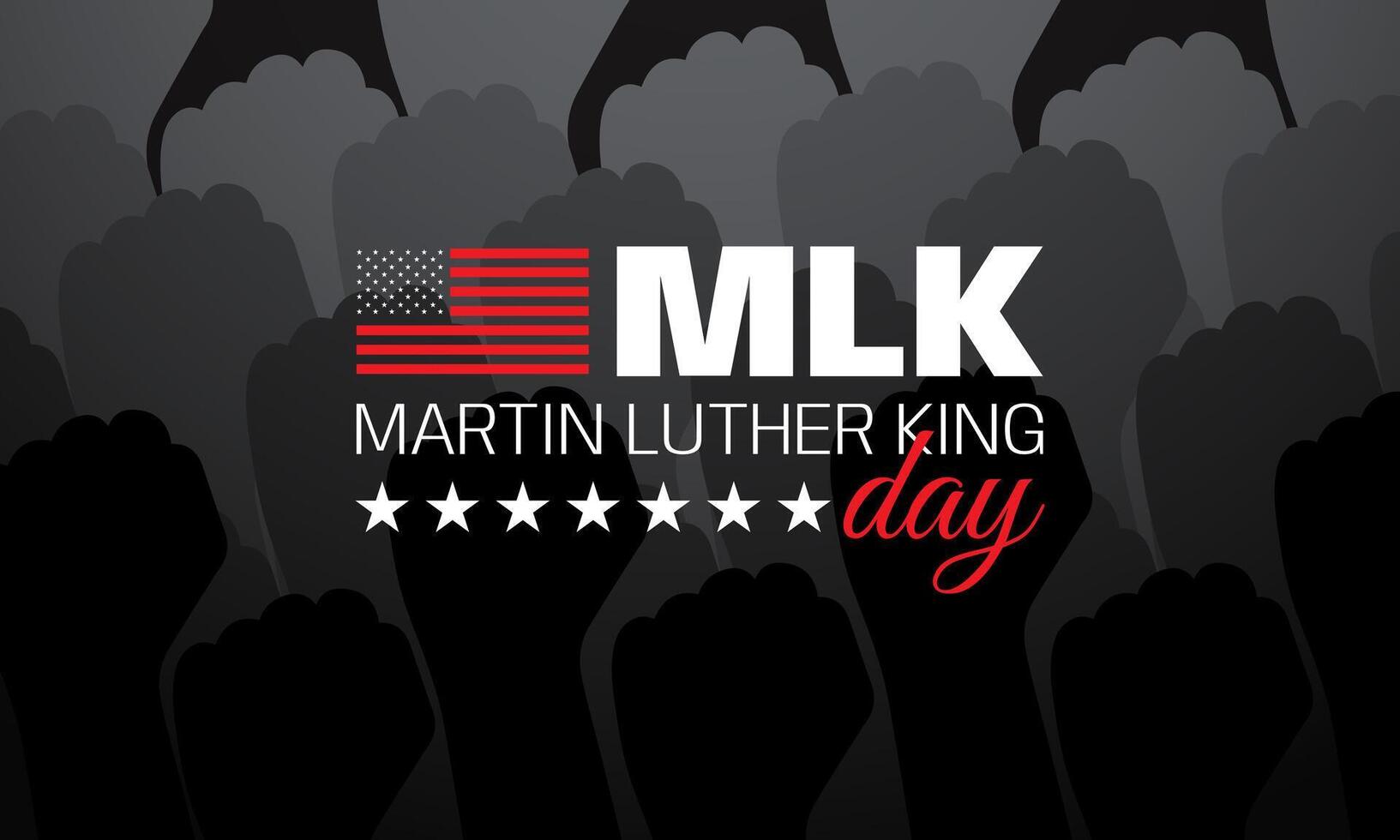 Martin luther king day banner. Holiday typographic poster with usa flag. Design Background illustration vector